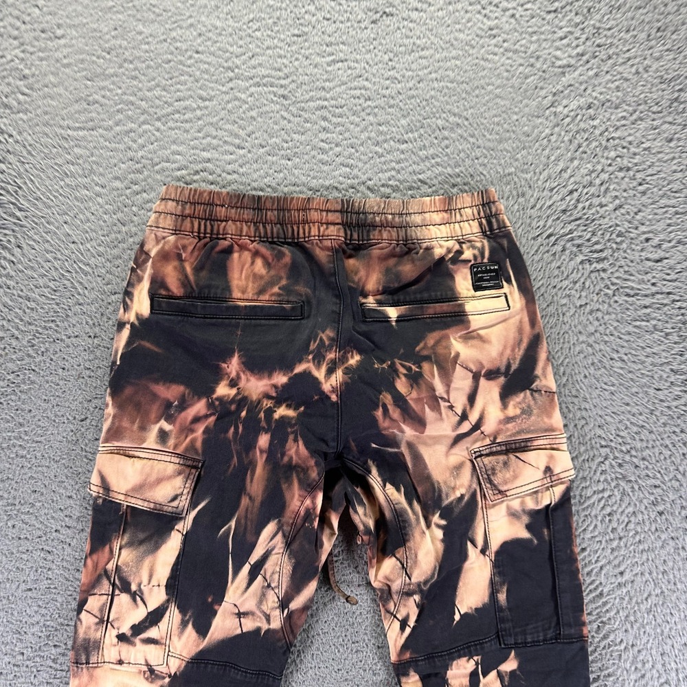 PacSun Pant Mens S Beige Tie-Dye Cotton Cargo Tapered Utility Jogger Stretch - Picture 5 of 10